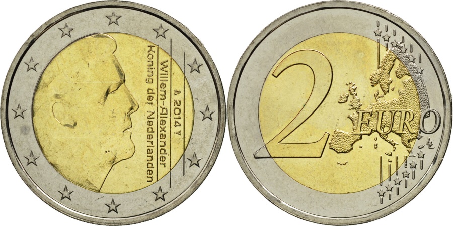 moneta 2 euro willem alexander 2014 valore