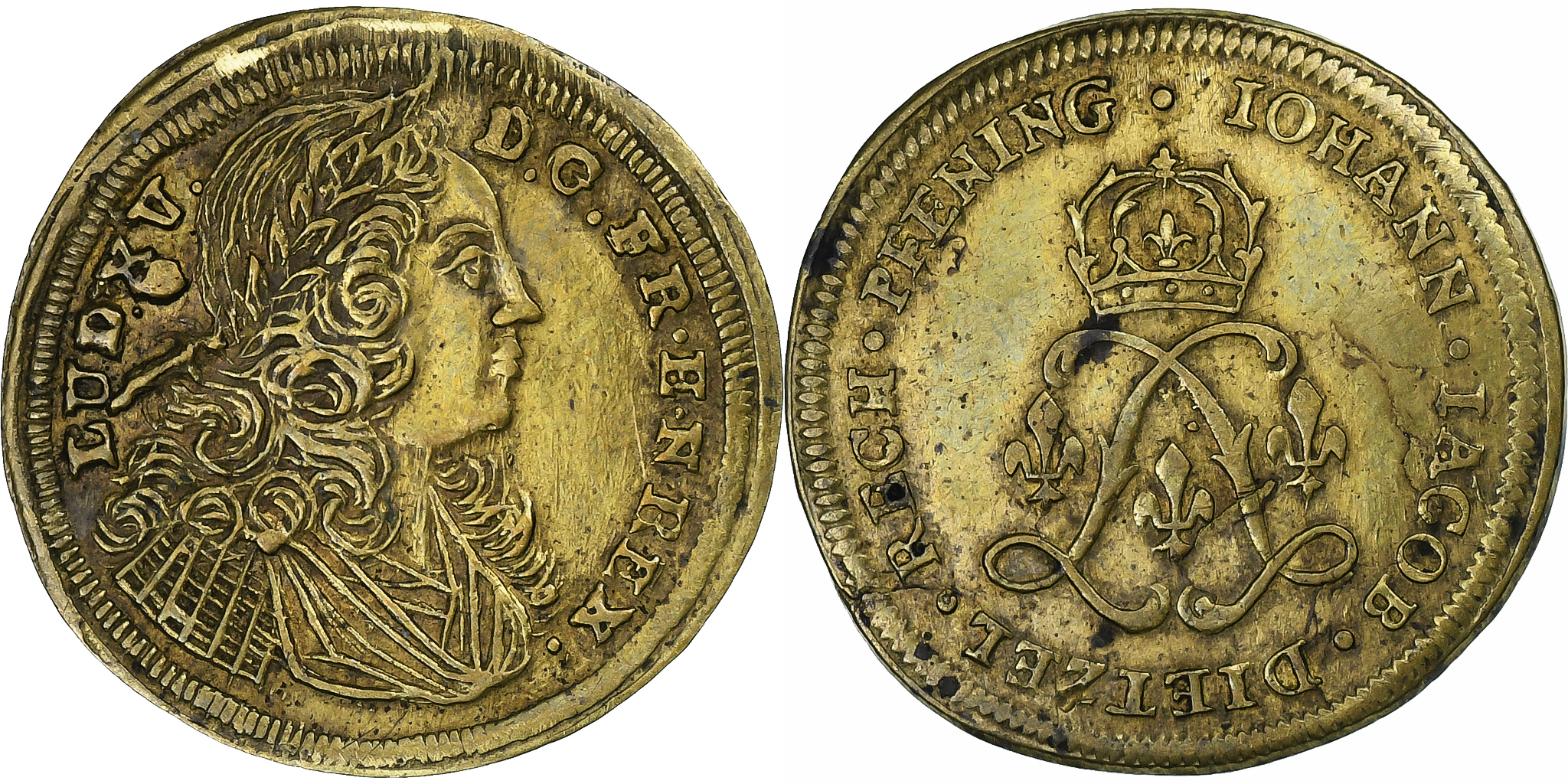 France, Token, Louis XV, Nuremberg, Johann Jacob Dietzel, Brass,