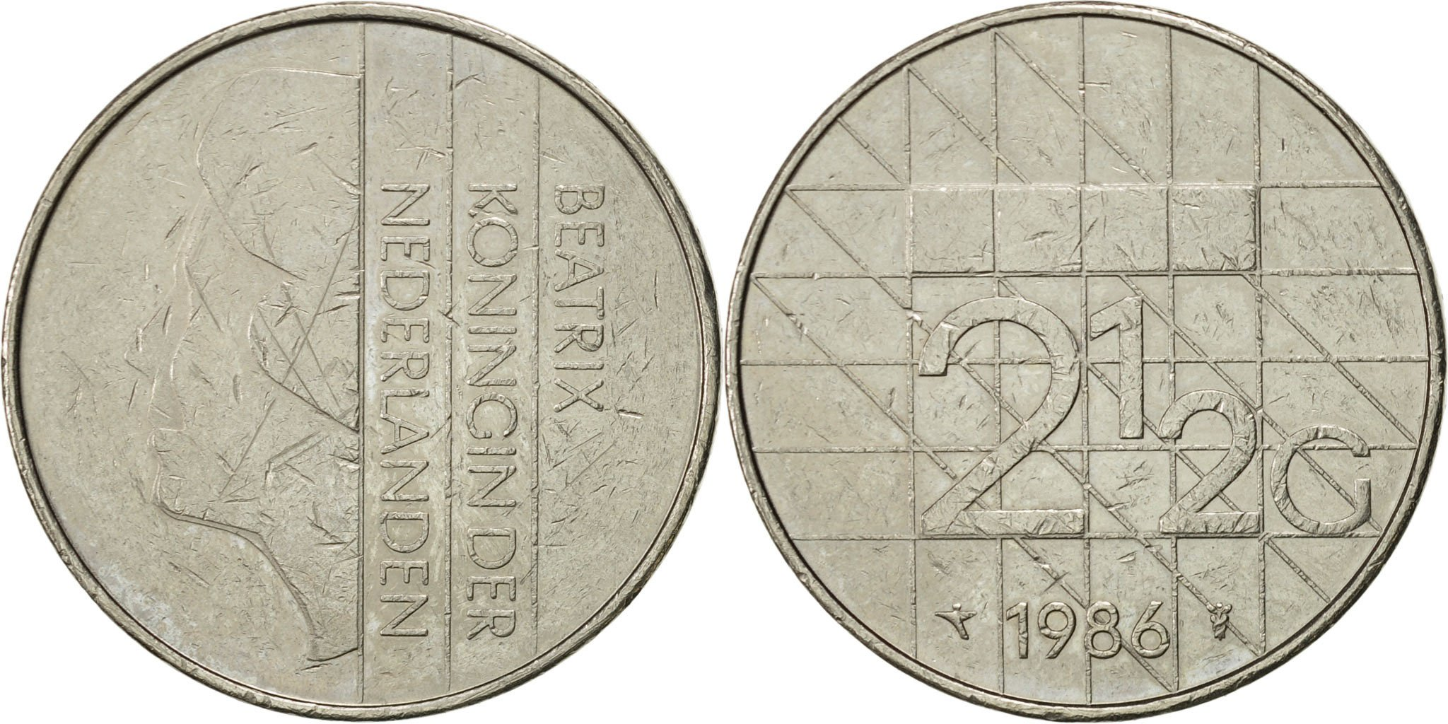 Netherlands, Beatrix, 2-1/2 Gulden, 1986, , Nickel, KM:206 | European Coins