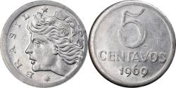 World Coins - Coin, Brazil, 5 Centavos, 1969, error broadstruck, , Stainless Steel