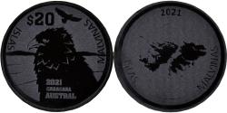 World Coins - Falkland Islands, 20 Dollars, 2021, Îles Malouines.Monnaie de