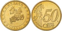 World Coins - Monaco, Rainier III, 50 Euro Cent, Proof / BE, 2001, Paris, Brass,