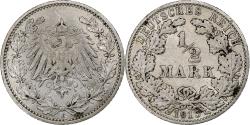 World Coins - GERMANY - EMPIRE, 1/2 Mark, 1915, Muldenhütten, Silver, , KM:17