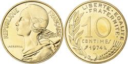 World Coins - France, 10 Centimes, Marianne, 1974, Paris, Chouette, Aluminum-Bronze