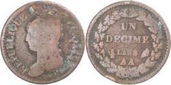 World Coins - Coin, France, Dupré, Decime, AN 8, Metz, , Copper, Gadoury:187a