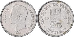 World Coins - Venezuela, 25 Centimos, 1989, Nickel Clad Steel, , KM:50a
