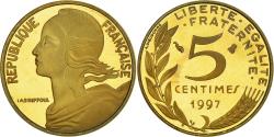 World Coins - Coin, France, Marianne, 5 Centimes, 1997, Paris, 3 PLIS, PROOF,