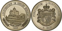 World Coins - Liechtenstein, 5 Ecu, Castle of Gutenberg, 1993, Balerna, Copper-nickel,