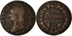 World Coins - Coin, France, Dupré, 5 Centimes, AN 5, Metz, , Bronze, KM:640.2