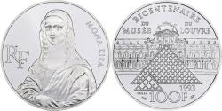 World Coins - France, 100 Francs, Mona Lisa, Bicentenaire du Musée du Louvre, 1993, ESSAI
