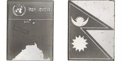 World Coins - France, Medal, United Nations Flags, Nepal, Silver,