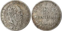 World Coins - Italy, Vittorio Emanuele II, 20 Centesimi, 1863, Milan, Silver,