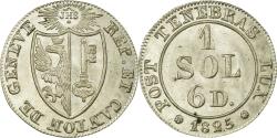World Coins - Coin, SWISS CANTONS, GENEVA, 1-1/2 Sol, 1825, , Billon, KM:121