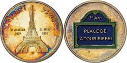 World Coins - France, Medal, Paris, place de la tour Eiffel, Gilt steel, Colourized,