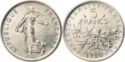 World Coins - France, 5 Francs, Semeuse, 1980, Paris, série FDC, Copper-nickel,