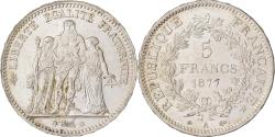 World Coins - France, 5 Francs, Hercule, 1877, Paris, Rare in this quality, Silver,