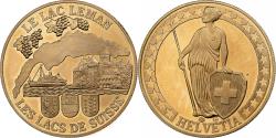 World Coins - Switzerland, Medal, Le Lac Léman, Copper-Nickel Gilt,