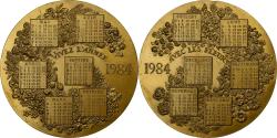 World Coins - France, Medal, Calendrier, Nouvelle Année, Fleurs, 1984, Bronze,
