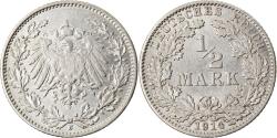 World Coins - Coin, GERMANY - EMPIRE, 1/2 Mark, 1914, Hambourg, , Silver, KM:17