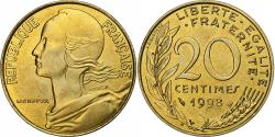 World Coins - France, 20 Centimes, Marianne, 1998, Paris, BU, Aluminum-Bronze,