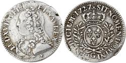 World Coins - France, Louis XV, 1/5 Écu aux branches d'olivier, 1727, Poitiers, Silver