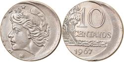 World Coins - Coin, Brazil, 10 Centavos, 1967, error off center strike,