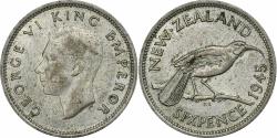 World Coins - New Zealand, George VI, 6 Pence, 1945, London, Silver, , KM:8