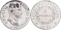 World Coins - Coin, France, Napoleon I, 5 Francs, An XI, Paris, , Silver, KM:650.1