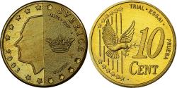 World Coins - Sweden, Carl XVI Gustaf, 10 Centimes, Fantasy Trial Euro, 2003, Nordic gold