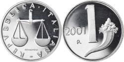 World Coins - Coin, Italy, Lira, 2001, Rome, Proof, , Aluminum, KM:91