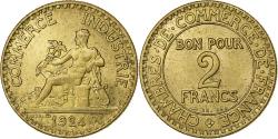 World Coins - France, 2 Francs, Chambre de commerce, 1924, Paris, Cupro-Aluminium,