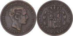 World Coins - Spain, Alfonso XII, 5 Centimos, 1877, Madrid, Bronze, , KM:674