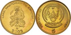 World Coins - Coin, Rwanda, 5 Francs, 2003, , Brass plated steel, KM:23