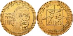 World Coins - France, Medal, Charles De Gaulle, 1 Euro Essai, 1996, Copper Gilt, Jimenez