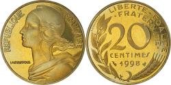 World Coins - Coin, France, Marianne, 20 Centimes, 1998, Paris, Proof,