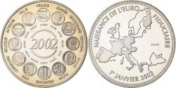 World Coins - France, Medal, Naissance de l'Euro Fiduciaire, 2002, Copper-nickel,