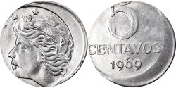 World Coins - Coin, Brazil, 5 Centavos, 1969, planchet error, , Stainless Steel