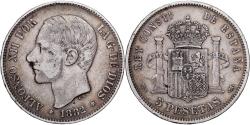World Coins - Spain, Alfonso XII, 5 Pesetas, 1882, Madrid, Silver, , KM:688