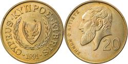 World Coins - Coin, Cyprus, 20 Cents, 1991, , Nickel-brass, KM:62.2