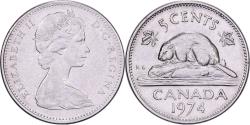 World Coins - Canada, Elizabeth II, 5 Cents, 1974, Royal Canadian Mint, Nickel,