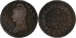 World Coins - France, Decime, Dupré, AN 7, Paris, Copper,