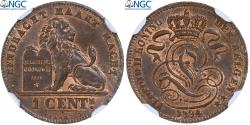 World Coins - Belgium, Leopold II, Centime, 1894, Brussels, Copper, NGC, MS(63), KM:34.1