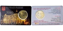 World Coins - VATICAN CITY, 50 Euro Cent, 2010, Rome, Coin card, , Brass