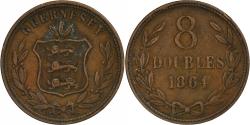 World Coins - Guernsey, 8 Doubles, 1864, Heaton, Copper, , KM:7