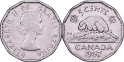 World Coins - Canada, Elizabeth II, 5 Cents, 1957, Royal Canadian Mint, Nickel,