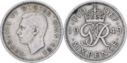 World Coins - Great Britain, George VI, 6 Pence, 1949, Copper-nickel, , KM:875