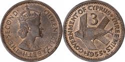 World Coins - Cyprus, 3 Mils, 1955