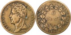 World Coins - French Colonies, Charles X, 5 Centimes, 1825, Paris, Bronze,