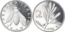 World Coins - Coin, Italy, 2 Lire, 1990, Rome, Proof, , Aluminum, KM:94