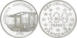 World Coins - France, 100 Francs - 15 Euro, Magere Brug, Amsterdam, 1996, MDP, Proof, Silver